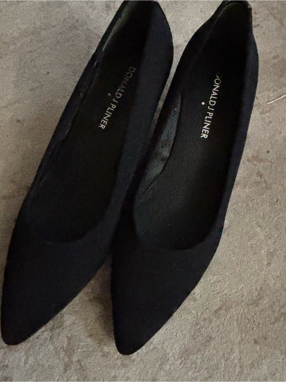 Donald J. Pliner Black Pointed-Toe Suede Flats
